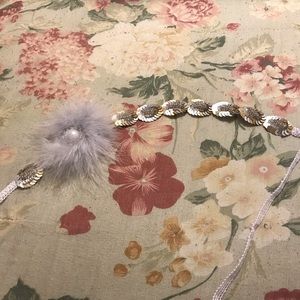 Feather Vintage trim tie Headband